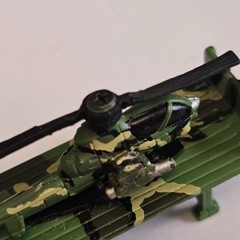 Micro Machines Semi Truck Lorry Military Flatbed with Helicopter Green Camo