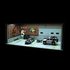 1/64 Scale Diorama Car Garage Model LED Lighting Parking Lot Scene Display Case