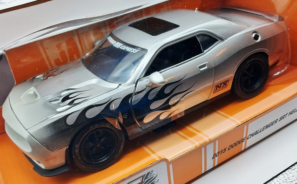 Jada 2015 Dodge Challenger SRT Hellcat Bigtime Muscle NX Silver Black 1/24 New
