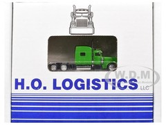 PETERBILT 389 TRUCK W/LOW BOY TRAILER LIME GREEN 1/87 HO LOGISTICS HL-38904-489