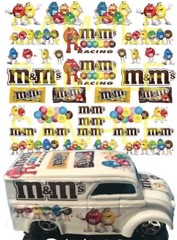 1:64,1:43,1:32,1:24 M & M’s WATER-SLIDE DECALS FOR HOT WHEELS, SLOT CAR MODEL