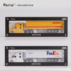 Perka 1/64 Freightliner Cascadia Container Truck DHL/Fedex Livery Diecast Model