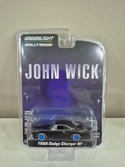 1968 DODGE CHARGER RT JOHN WICK 1/64 DIECAST CAR BY GREENLIGHT BLUE CHASE E31