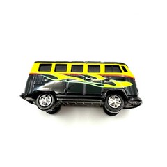 Johnny Lightning Volkswagen Samba Bus Black w Flames VW Bus Pinstripe Track Car