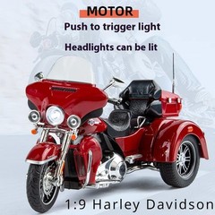 1:9 Alloy Trike Motorcycle Model Sound Light Diecast Collectible Gift Box