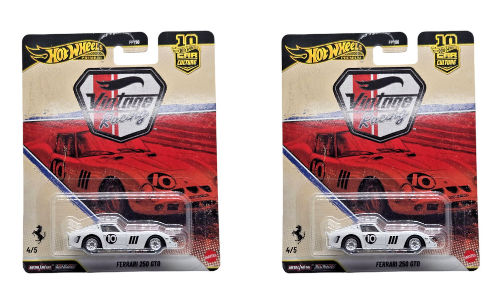 2026 Hot Wheels Ferrari 250 GTO #4 White Car Culture Vintage Racing -Set of 2