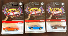 LE NOS HOT WHEELS ’69 CAMARO LARRY’S GARAGE SET OF THREE BLUE, BLACK, ORANGE