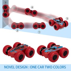 Set of 4 Double-sided Stunt Flip Inertia Powered Car Toys Vehicle 360 Rotation