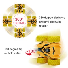 Set of 4 Double-sided Stunt Flip Inertia Powered Car Toys Vehicle 360 Rotation