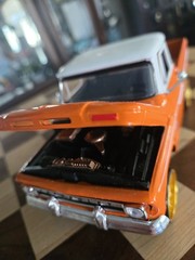 Custom Chevrolet Diecast Pickup Truck Orange White Gold Converted to 4X4