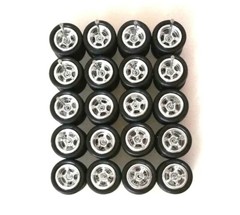 Hot Wheels 5 Spoke Long Axle Rubber Tire – 10 sets JDM (Chrome) 10 mm 1:64