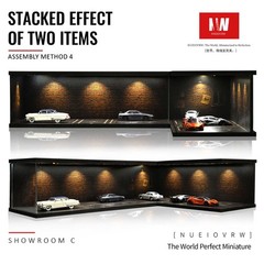 Diorama 1:64 Garage Scene Model with LED Lighting Parking Lot Display Case US