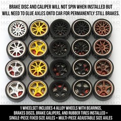 1/64 Scale ALLOY WHEELS with BEARINGS Real Rider Wheels Rims Tires Set for Hot