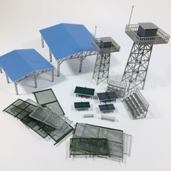 Diorama 1/64 Building Model Fence Carport Table Tennis Table Tower Scene Model