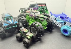 Monster Jam Grave Digger Lot + Megalodon RC Trucks Parts Repair No Remote