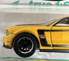 2012 Ford Mustang Boss 302 Yellow Blaze Auto World Modern Muscle New in Package