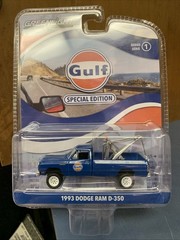 1993 DODGE RAM D-350 Blue ’93 Tow Truck GULF Greenlight 1/64 41135f