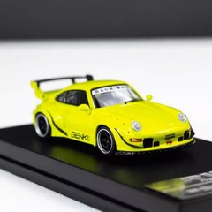 XF MODEL 1/64 Scale Porsche RWB 993 Yelllow Diecast Car Model Toy Collection Gif