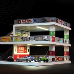 1/64 Diorama Diecast Garage Model LED Japanese Multi-Story Model Car Storage US