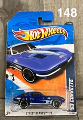 HOT WHEELS STREET BEASTS ’11 SERIES 63 CORVETTE BLUE 1963 xploraf 148