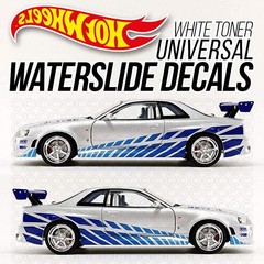 1/64 BRIAN R34 2 FAST 2 FURIOUS Custom Universal WaterSlide Decal Hot Wheelz