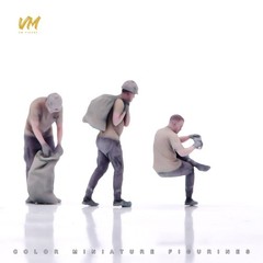 3pcs 1/64 construction worker Men Scene Prop Miniature Figures Doll Model Toy