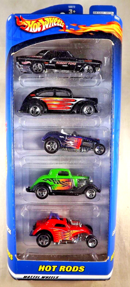 2000 Hot Wheels 5 Pack HOT RODS Fat Fendered40,Deuce Roadster,3-Window34,Fiat500