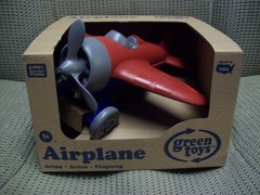 Red & Blue Green Toy 100% Recycled Plastic Airplane in package without UPC, New