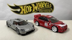 Hot Wheels Premium Mix Lot of 2 Mitsubishi Evolution VI & Koenigsegg CC850 Loose