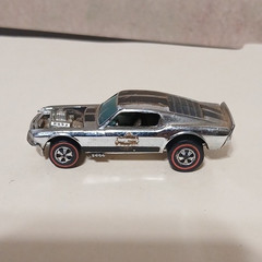 Hot Wheels Redlines 1969 Mustang Silver Diecast Car 1:64 Redline Wheels