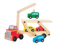 Car Carrier Truck Wooden Cars Toy Set 1 Truck 4 Cars Vehicle Toys Toddler Kid 3+