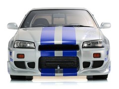 NISSAN SKYLINE GT-R (R34) RHD SILVER “FAST & FURIOUS” 1/12 BY KYOSHO KSR12007A