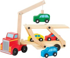 Car Carrier Truck Wooden Cars Toy Set 1 Truck 4 Cars Vehicle Toys Toddler Kid 3+