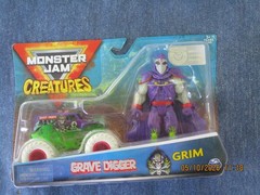 SPIN MASTER HARD TO FIND MONSTER JAM CREATURES GRAVE DIGGER AND GRIM