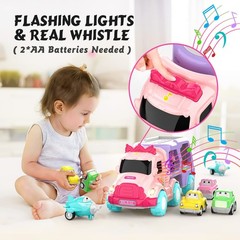LASCOTON Toys for 1 2 3 Year Old Girl, 5-in-1 Carrier Truck for Toddler Girl, Fr