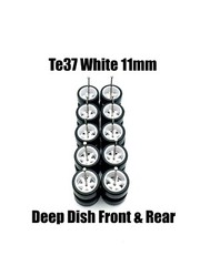 5x Set White Deep Dish Te37 11mm Real Rider Wheel w/ Rubber Tires Sets for 1/64