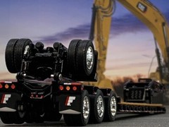1/64 DCP BLACK FONTAINE MAGNITUDE LOWBOY TRI-AXLE TRAILER W/ FLIP AXLE