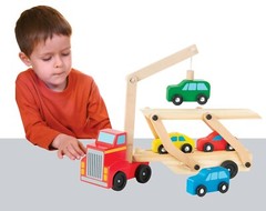 Car Carrier Truck Wooden Cars Toy Set 1 Truck 4 Cars Vehicle Toys Toddler Kid 3+