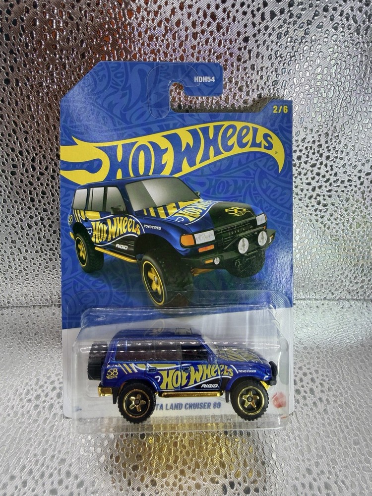 Toyota Land Cruiser 80 2/6 JKX88 Hot Wheels 2026 58th Anniversary BLUE & GOLD