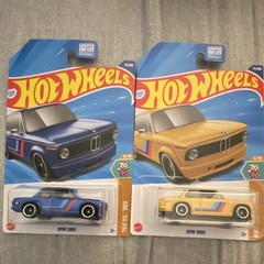 Hot Wheels BMW 2002 1:64 Diecast Blue and Yellow Cars