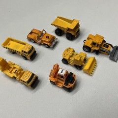 Vintage Diecast Car Lot of 7 Construction Vehicles Yellow Dump Truck Bulldozer