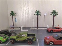 Diorama Car Parking Lot Model LED Lighting Street Road 1/64 Scene Display Model