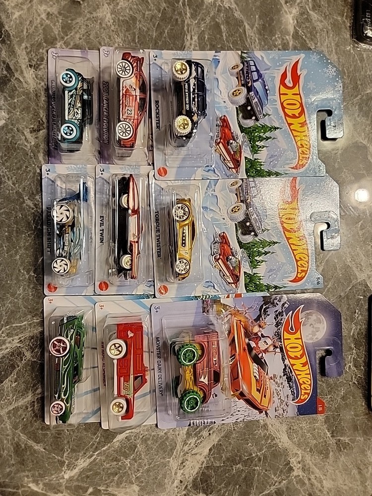 Lot Of 9 Christmas Themed Hot Wheels Cars