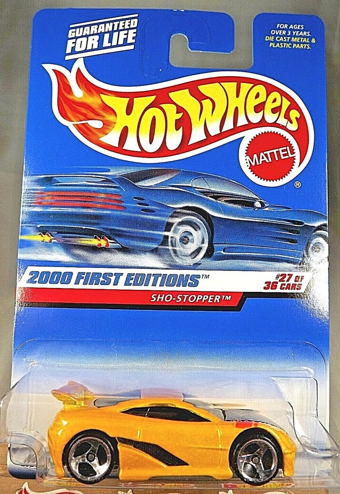 2000 Hot Wheels #87 First Editions 27/36 SHO-STOPPER Yellow w/Chrome 3 Sp-Varia