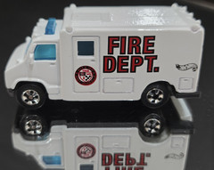 2 1988 Mattel Hot Wheels Truck Fire Dept. Ambulance 1/64 Scale Emergency Vehicle