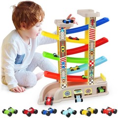 Montessori Toys for 2 3 Year Old Boys Toddlers, Car Ramp Toys with 6 Cars & R…