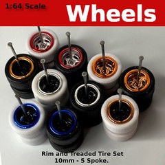 5 spoke Beauty Ring Real Riders Classic Wheels Set for 1/64 Scale for Hot Wheels