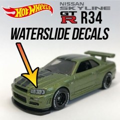 1/64 NISSAN GTR R34 Custom Waterslide Decals Headlight Taillight R35 Hot Wheelz