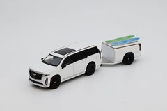 1:64 *SHADOW PRO* WHITE Cadillac Escalade-V ESV w/Trailer *NIB*