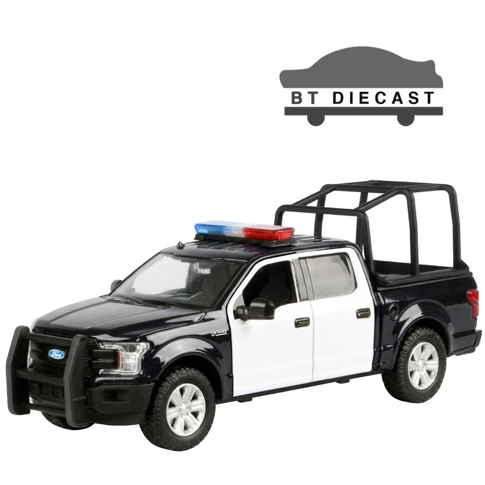 MOTORMAX 2019 FORD F-150 LARIAT CREW CAB 1/27 with STAND CAGE BLACK WHITE 79543